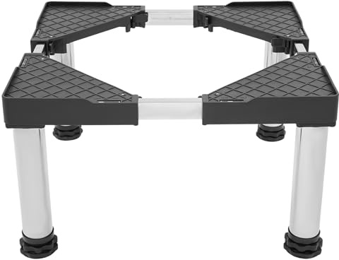 Waschmaschinen Untergestell, Universal Waschmaschine Sockel für Waschwaschine,Kühlschrank und Trockner, Verstellbare Waschmaschinensockel Einstellbare Breite 42-65cm, Höhe 29-31cm (Schwarz)