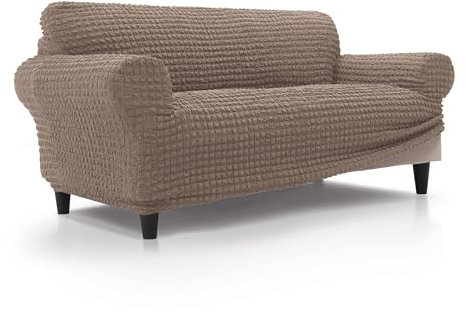 FAVERTI® Sofabezug für 2-Sitzer, sehr elastisch, von 140 bis 180 cm, Modell BUFALI | Leinen, idealer Bezug für Jede Form von Sofas, hochwertiger Schutz aus 3D-Jacquard-Stoff, fühlt Sich an Baumwolle