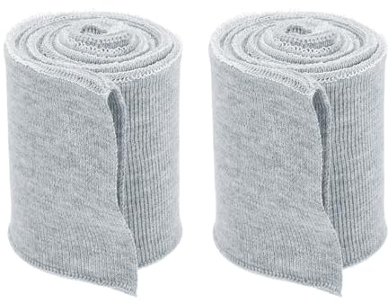 Rebower Bündchenstoff, 7cm x 80cm Bündchenstoff Schlauchware, Gerippter Strickstoff, Rippbündchenstoff, Rippstrickstoff Elastische Bündchen, für Bündchen, Saumbündchen, Kragen, Grau