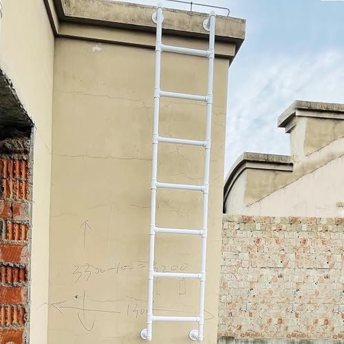 4ft 5ft 6ft 7ft 8ft Height Entrance Egress Ladder, Wrought Iron Basement Window Well Ladder, Wall Mounted Metal Step Ladder for Loft Climbing Ladders for High Bed Outside(280cm/110in)