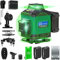 HOFTME Livella Laser Autolivellante 16 Linee, 4 X 360 °Livello Laser Autolivellante Verde, 2 x Batterie, Autolivellante, Supporto rotante, Telecomando, Base Magnetica (Blu)