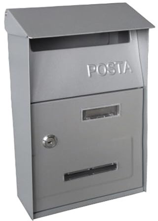 Boite aux Lettres 2 Portes Boite aux Lettres Murale Boîte aux Lettres sur Pied Compact Boîte aux Lettres en Acier Murale Antis Pluie Facile a Installer(Silver)