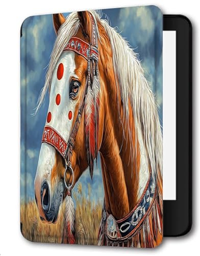 Case Compatible for 6 Kindle Paperwhite 5th/6th/7th Generation 2012/2013/2015,Lightweight Slim Soft PU Case Cover Skin for Paperwhite 5 6 7 Gen,Wild Horse