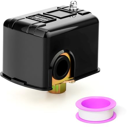 MEANLIN MEASURE MPS4060 Wasserbrunnen-Druckregelung und Druckluftkompressor-Druckschalter,2.7-4BAR/40-60PSI Druckeinstellung,1/4Female BSP,Einstellbares Differential,Regelventil für Tankwasserpumpe