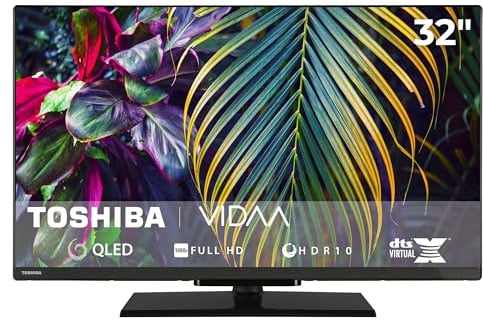 Toshiba Fernseher 32 Zoll Smart TV VIDAA Full HD QLED Fernseher HDR Smart TV mit Triple-Tuner und Bluetooth, QLED TV 32QV3F63DA