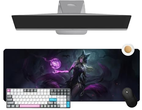 BUTKUS League Ahri Grand Tapis de Souris 800×300×3 mm thème Anime Game – Caoutchouc Souple antidérapant – Accessoire de Bureau et Gaming
