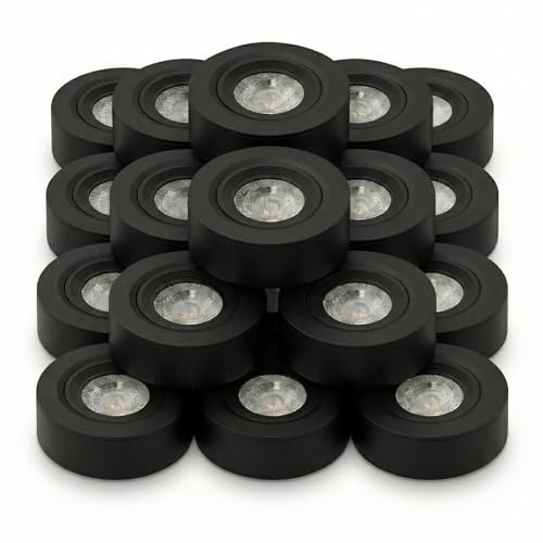 LUXULA 20 Stück LED Einbaustrahler schwenkbar Schwarz 5W 500lm, CCT | CCT 3000K 4200K 6500K, 38° schwenkbar, Einbau/Aufbauspot 230V, Lochmaß 70-75mm, LED Deckenlampe flach, Deckenspot