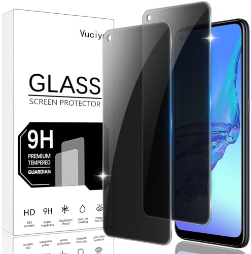 Vuciya 2 Pack Privacidad Protector de Pantalla para Oppo A53 4G,A53S 4G,A54 4G/5G,A74 5G/A73 5G Cristal Vidrio Templado,Antihuellas,Alta Sensibilidad,Sin Burbujas, Antiarañazos,9H Dureza