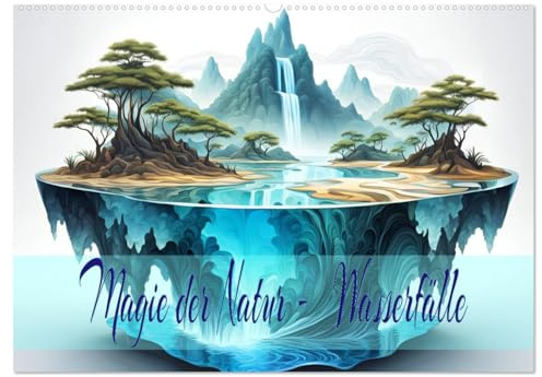 Magie der Natur - Wasserfälle (Wandkalender 2026 DIN A2 quer), CALVENDO Monatskalender: Einzigartige verzauberte Wasserfälle, mit KI-generiert. (CALVENDO Natur)