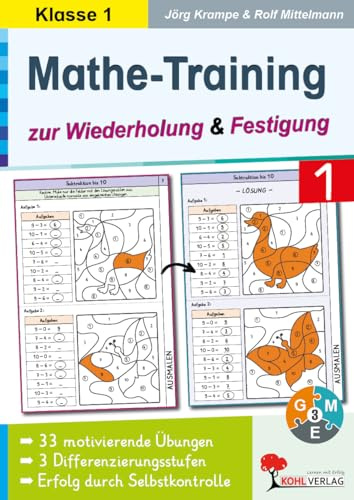Mathe-Training Wiederholung & Festigung Klasse 1 | 33 Rechenbeispiele in 3 Differenzierungsstufen | Addition Subtraktion Zahlenraum bis 20 | ... Rechenbeispiele in 3 Differenzierungsstufen