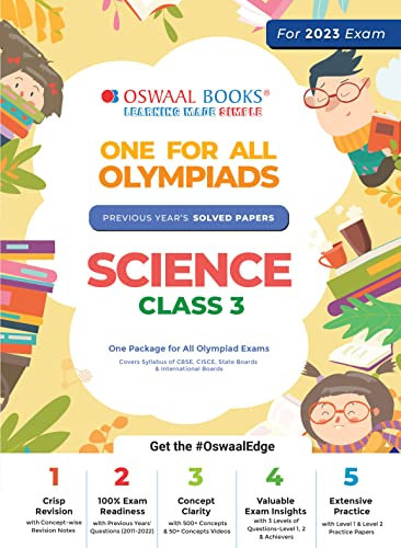 Oswaal One For All Olympiad Previous Years' Solved Papers, Class-3 Science Book (For 2023 Exam)