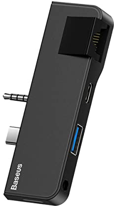 Baseus Multifunktions-HUB für Surface Go (Typ-C + Audio auf RJ45 USB3.0 Typ-C (Daten) Audio) schwarz
