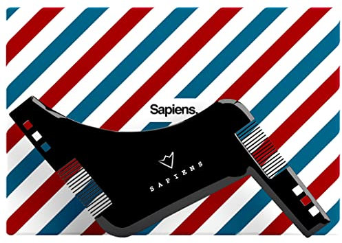 Peigne Pochoir Barbe Homme par Sapiens - Accessoire de Rasage et d’Entretien de Contour de Barbe + Guide d'Utilisation Imprimé + Ebook Offert