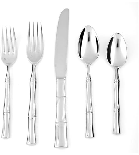 Fortessa 5PPS-127-20PC Royal Pacific 18/10 Stainless Steel Flatware 20 Piece Place Setting, 18-10 Steel, Polished Stainless