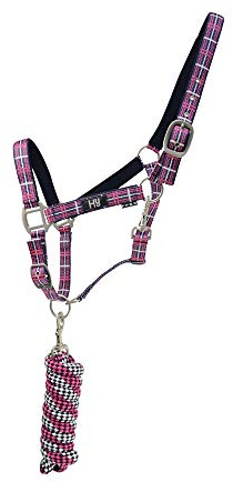 Hy Tartan Head Collar with Lead Rope - Purple/Grey/Lilac