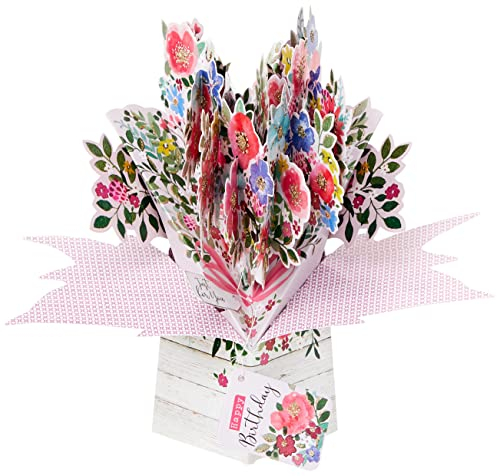 Happy Birthday Bouquet Of Flowers Birthday Pop Up Greeting Card 3D Pop-Up Cards