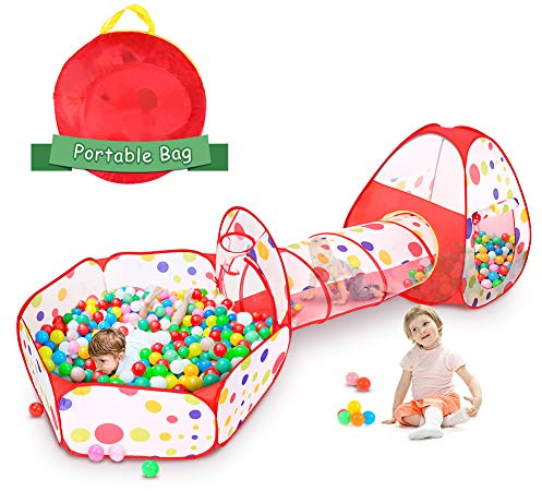 Lot de 3 piscines à balles -up pour Enfants - avec Mini Piscine à balles - Piscine à balles - Piscine de Jeux avec Tunnel - Tente pour bébé - Piscine de Basketball - Tunnel de