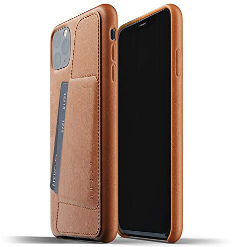 Mujjo Full Leather Wallet Case for Apple iPhone 11 Pro Max | 2-3 Card Holder Pocket | Premium Soft Supple Leather, Unique Natural Aging (Tan)