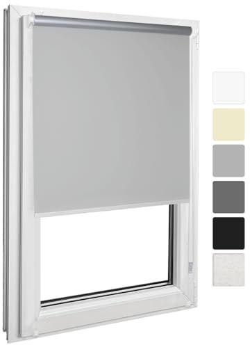 Home Vision Verdunkelungsrollo Klemmfix ohne Bohren Grau B95 x H220cm | Fensterrollo Seitenzug lichtundurchlaessig Thermorollo Sichtschutz Sonnenschutz für Schlafzimmer Wohnzimmer und Büro