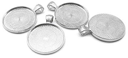 Schlichte Fassungen für 25mm Cabochons in Platinfarben 4 Stück von Vintageparts zum Schmuck selber Machen Schmuckfassung Cabochonfassung Cabochonrahmen Schmucksteinfassung