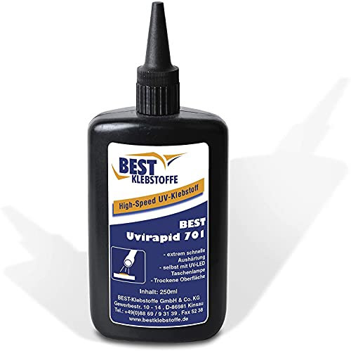 BEST KLEBSTOFF - Uvirapid 701 highspeed UV-Kleber | 250g | extrem schnelle Aushärtung | temperatur- und chemikalienbeständiges Ausfüllen von Löchern, tiefen Kratzern und Lunkern