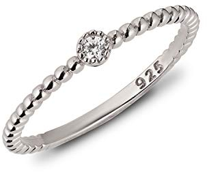 Tautropfen Solitär Ring Zirkonia 925 Silber