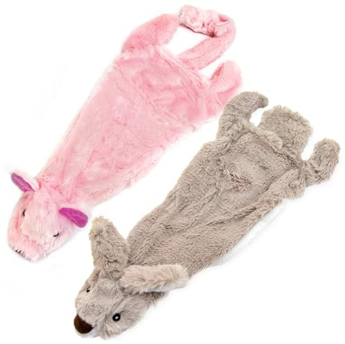 2-in-1 Quietschendes Hundespielzeug mit weichem, strapazierfähigem Stoff für kleine, mittlere und große Haustiere by Best Pet Supplies - Keine Füllung für das Spielen im Haus, Hase, Schwein, size S