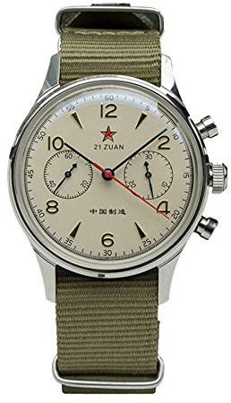 NC Herren 40mm 1963 Pilot Chronograph Uhr mit Saphirglas, Mechanische Armbanduhr, 40mm strap 2, Gurt