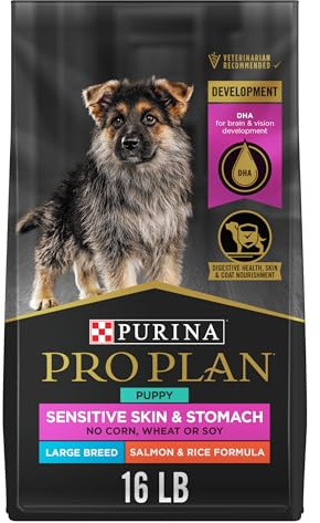 Purina Pro Plan Sensitive Skin and Stomach Large Breed Puppy Food Salmon and Rice Formula - 16 Lb. Bag
