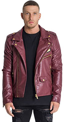 Gianni Kavanagh Giacca Biker Opulence Bordeaux Cappotto, Borgogna, S Uomo