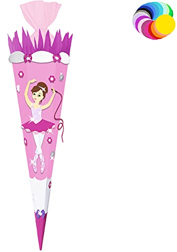 alles-meine.de GmbH Bastelset - Schultüte Farbe & Größe wählbar 70/85 / 100 cm - Tänzerin - Ballerina - Farbe frei wählbar - Bastelschultüte - Zuckertüte zum selber Basteln..