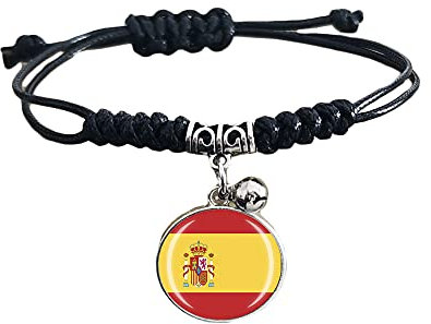 Spain Flag Braided Bracelet Adjustable Nylon Chain Crystal Wristband Souvenir,Fashion Handmade Bracelet For Man & Woman Special Day's Gift