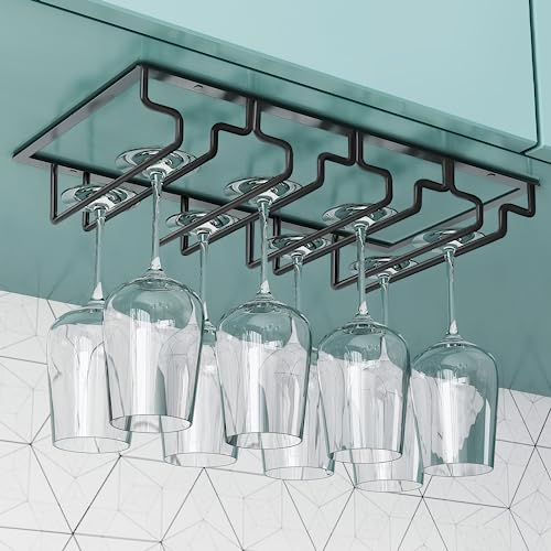 Uten Porte Verres Suspendu en Métal, Support de Verre à Vin 4 Rangs Support 8-12 Verres, pour Maison, Cuisine, Bar, Restaurant