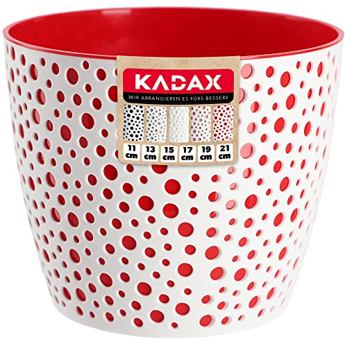 KADAX Blumentopf aus Kunststoff, ⌀ 11 – 21 cm, 5 Farben, einfacher Topf, robuster Pflanztopf, Pflanzkübel, runder Blumentopfschutz für Farn (⌀ 13cm, Rot)