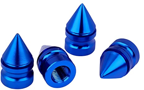 TOYMIS 4 Stück Ventilkappen Auto, Aluminium Ventilkappen Strapazierfähige Ventilkappen Fahrrad Ventilschaftabdeckungen Reifenkappen Auto für SUV Lkw Motorräder Fahrräder (Blau)