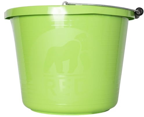 Red Gorilla Premium Builder's Bucket 14 litre 3 Gallon Heavy Duty Strong Metal Handle Moulded Grip Multi Purpose Food Grade Plastic (Pistachio)