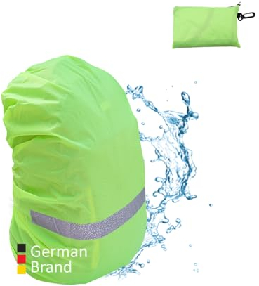 LUINNO Regenschutz für Rucksäcke Schulranzen mit Reflektor | Neon, Größe S (15-25L) | wasserdichte Regenhülle für Camping Wandern Outdoor