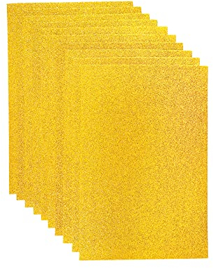 Jtnohx Glitzer Filz, 10pcs Glitzerstoff für Handwerk, 20 x 30 cm Filz zum Basteln Glitzer, Filzstoff Quadrat für Party Projekt Urlaub Festival(Gold)