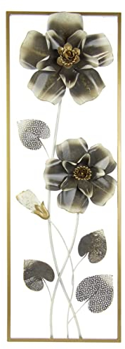 Flair Flower Wanddeko Metall Wandskulptur Blumen Blätter Metallbild Wandbild Wandschmuck Blume Bild 3D Skulptur Deko Terrassendeko Wandrelief Abstrakt Extravagant Geschenk Designer Wandobjekt Blüten