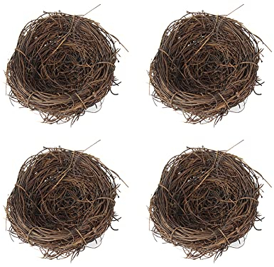 ISAKEN Ostern Deko Vogelnest mit Eiern, Naturgetreues Nest Vogelnest Deko Simulation Vogelnest Handwerk für Heimdekoration Garten Ornamente Kinder DIY Ostern Party Dekoration
