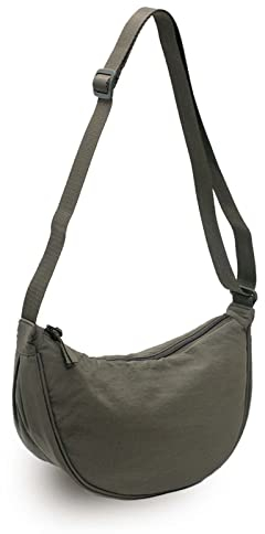 CHAMAIR Nylon Halbmond Crossbody Bag Damen Sling Bag Nylon Hobo bag Schulter Taille Beutel Brustbeutel Leichte Umhängetasche mit verstellbarem Riemen