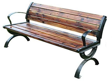 Outdoor Metall Park Bank Gusseisen Rahmen und Korrosionsschutz Holz Retro Veranda Bank mit Rückenlehne Armlehne für Terrasse Rasen Quadrat