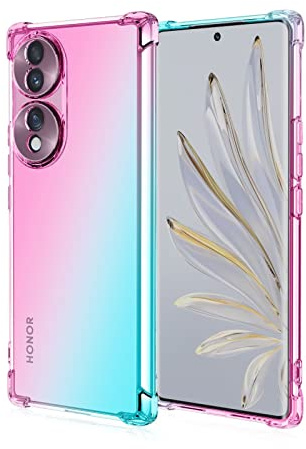 EASSGU Custodia per HONOR 90 5G (6.7 Inches), Cover Silicone TPU Colore Sfumato Trasparente, Custodia per Telefono Antiurto e Antigraffio - Rosa Verde