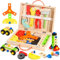 TONZE Werkzeugkoffer Kinder Spielzeug ab 3 Jahre- Holzspielzeug Montessori Spielzeug Kinderspielzeug ab 2 3 4 5 6 Jahre Werkzeugkasten Werkzeug Kinder Kinder Mädchen Junge, Licht Farbe