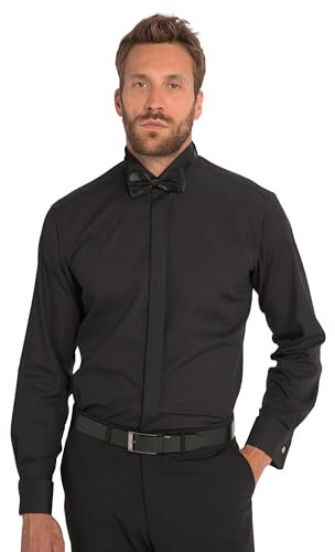 JP 1880, Chemise de Smoking pour Homme avec Boutons de Manchette élégants jusqu'à 8XL, Noir, XXXXXL