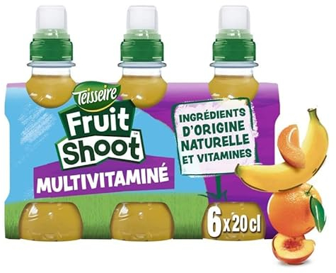 TEISSEIRE Fruit Shoot Multivitamine 6X20Cl - Lot de 6 bouteilles de 20cl - Boisson vitaminée fruitée pour enfants - L'Unité