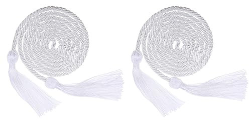 sourcing map 2Stk Graduierung Ehre Kordel 67 mit Quaste Polyester Geflochtene Ehre Kordel Graduierung Seile für Abschlussparty Zeremonien Weiß