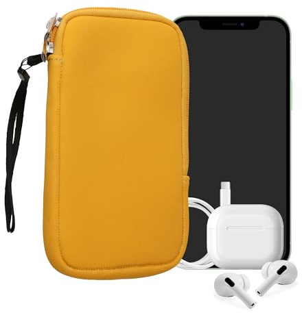 kwmobile Handytasche für Smartphones L - 6,5 - Neopren Handy Hülle Honiggelb - Handy Tasche 16,5 x 8,9 cm Innenmaße