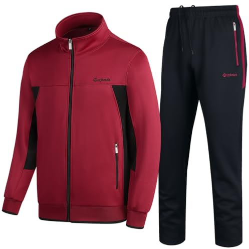 PUMPITU Herren Casual Athletic Trainingsanzug Langarm Sweatsuit Set Full Zip Laufjacke und Hose