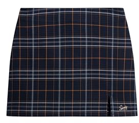 Superdry Damen Check Mini Rock, Blau/Gelb kariert, 34